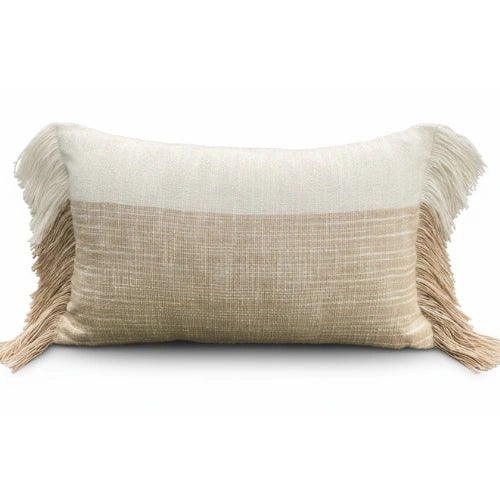 Sahara Loom Beige handgeweven kussenhoes met franjes – Katoen – 30×50 cm – Urbane Hide