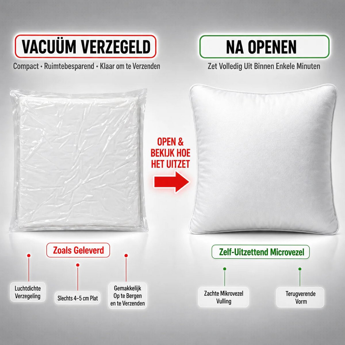 Kusseninzet / Binnenkussen – 50x50cm – Microvezel 1000g – 100% Polyester – Urbane Hide