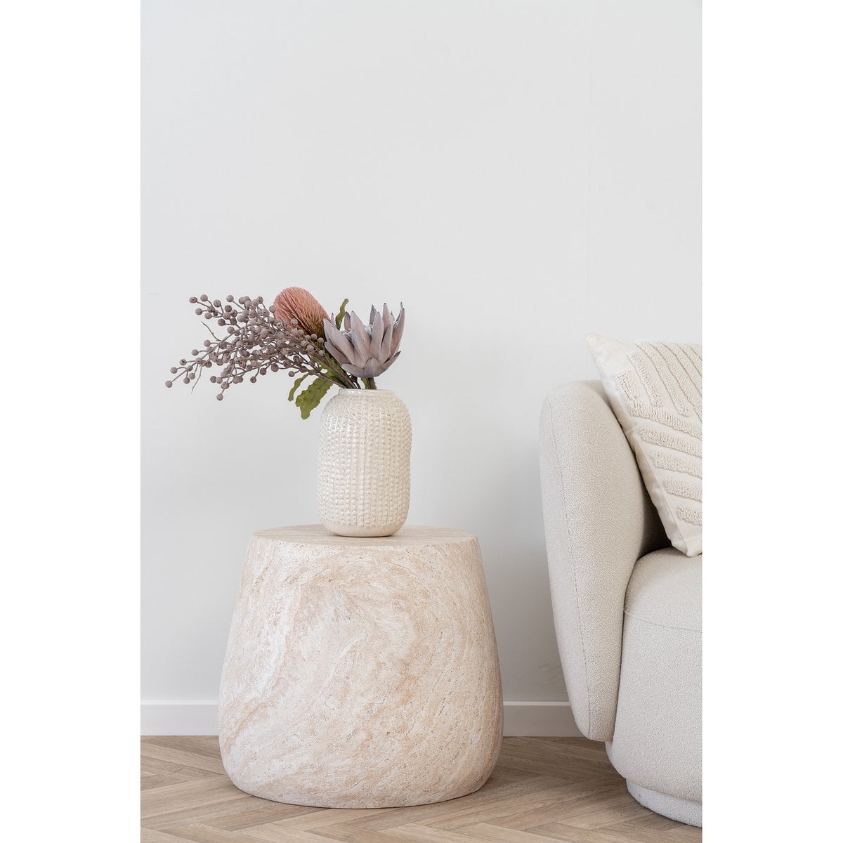 Bonn -bijzettafel - Natural, Fiberclay, Ø47.5x41 cm