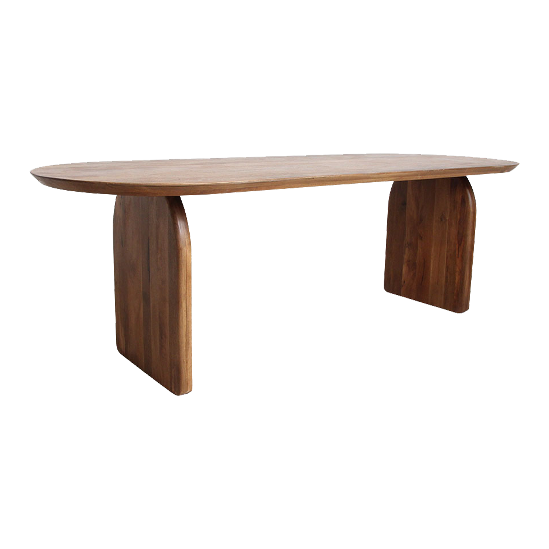 Bullnose mangohouten eettafel bruin - gesloten onderstel