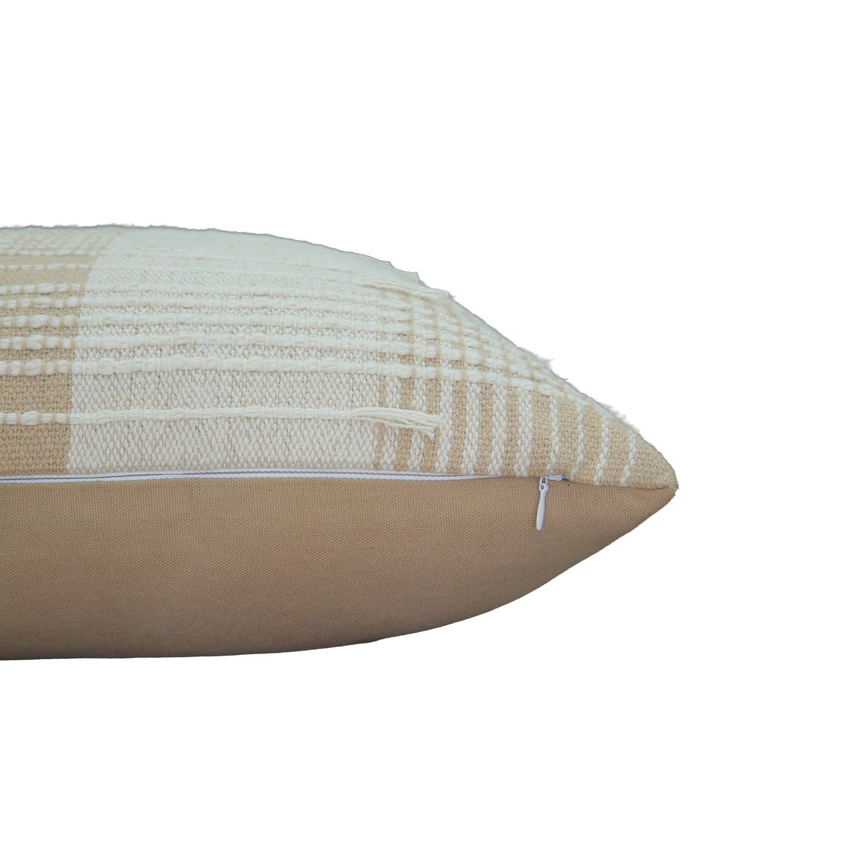 Urbane Hide – Beige en crème geweven rasterkussenhoes – 45×45