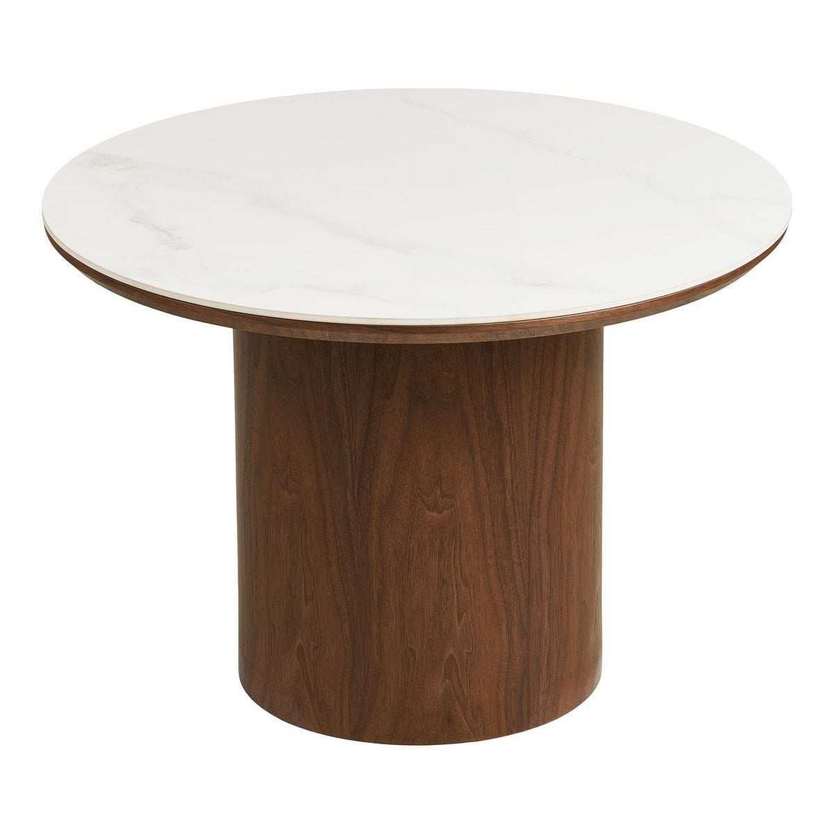 Noli Salontafel, tafelblad keramiek/essenfineer, wit/donkerbruin, ø60x42 cm