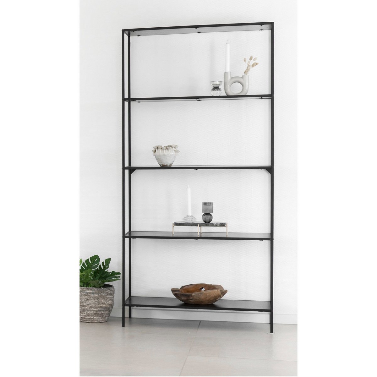 Vita Plank, 5 planken, metaal, zwart, 80x36x170 cm