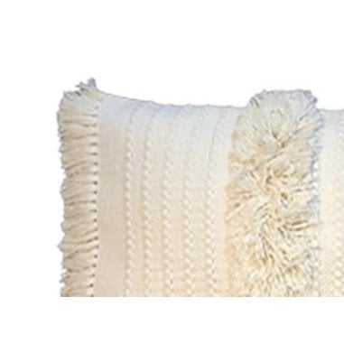 Cream Boho Fringed Lumbar Cushion Cover – Cotton – 35×75 cm – Urbane Hide