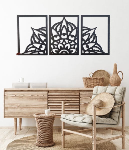 Geometrische Boho Mandala Drieluik