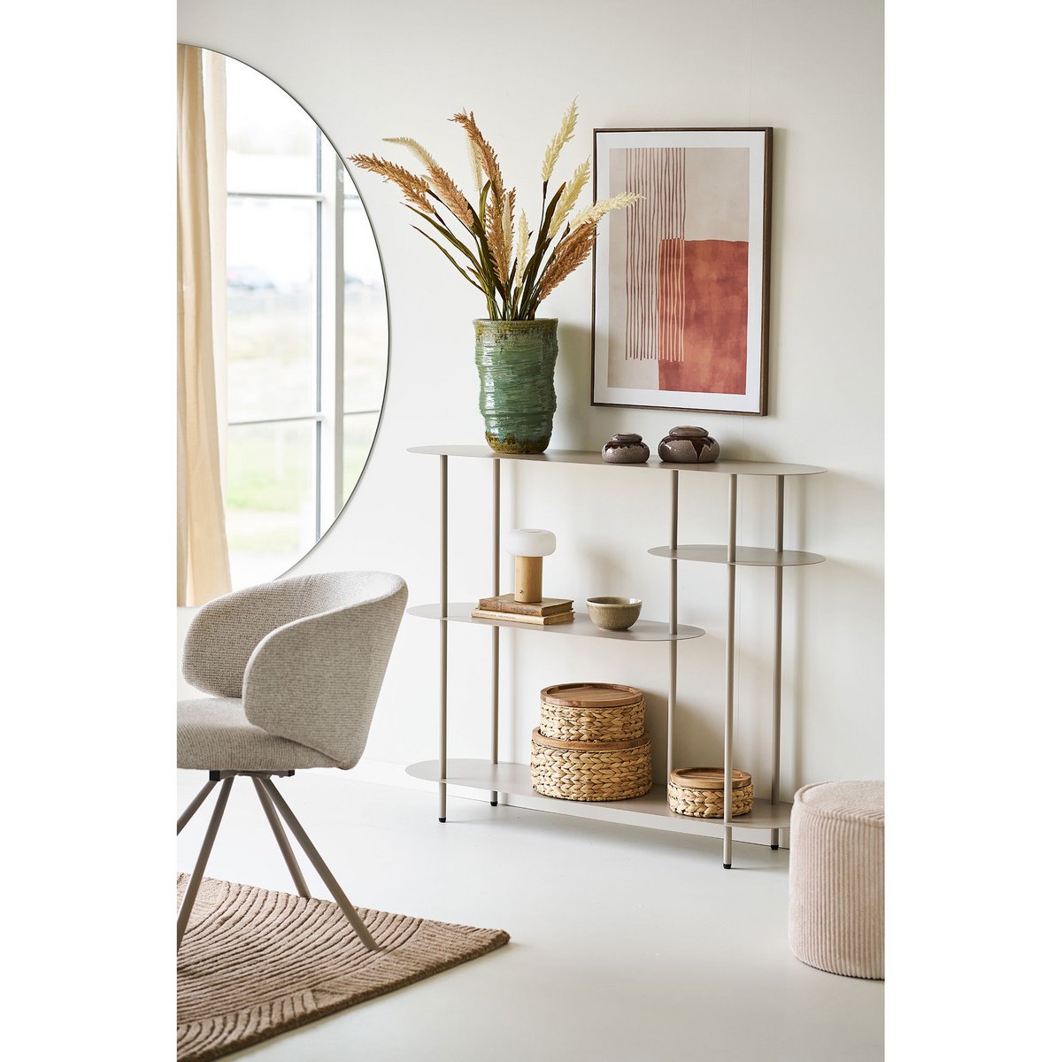 Rieti Open kast, 4 planken, metaal, zand, 31x118x97 cm