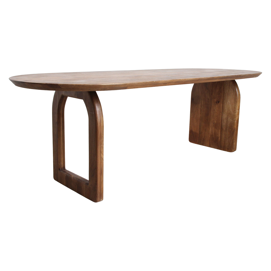 Bullnose mangohouten eettafel bruin - mix onderstel