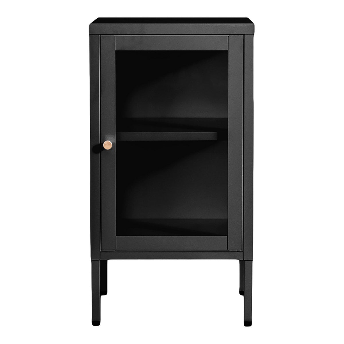 Dalby Kast - Zwart, Staal, Glas, 38x35x70cm