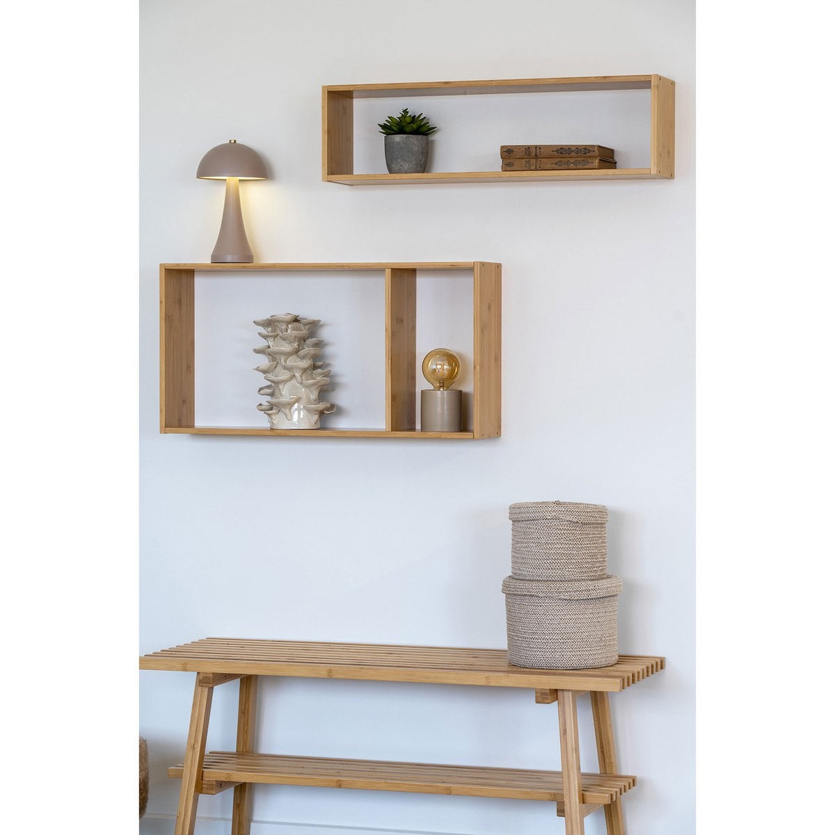 Ember Wandplank - Naturel, Bamboe, 70x15x35,5 cm