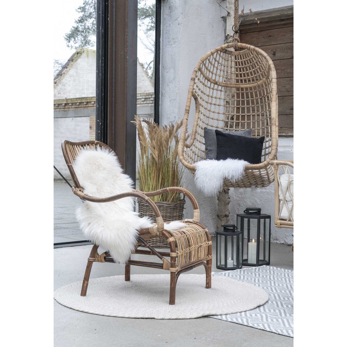 Menorca Vloerkleed - Zand, 100% gerecycled PET, Ø120 cm