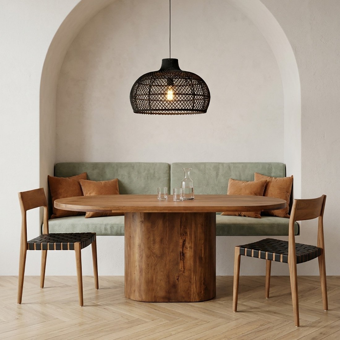 Bullnose Oblong mangohouten eettafel