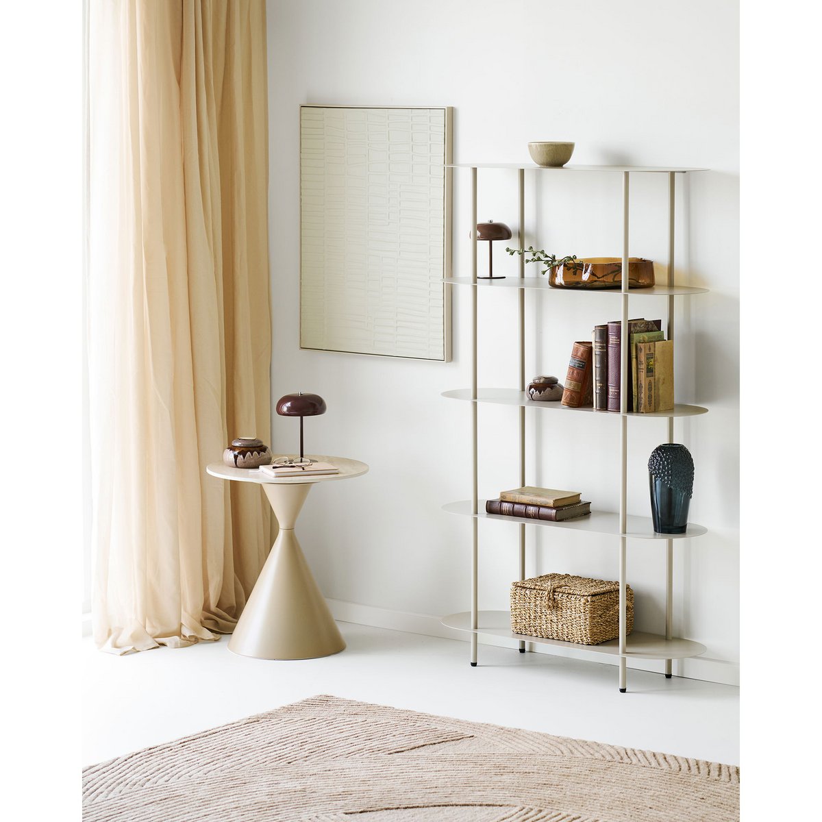 Rieti Open kast, 5 planken, metaal, zand, 31x90x150 cm